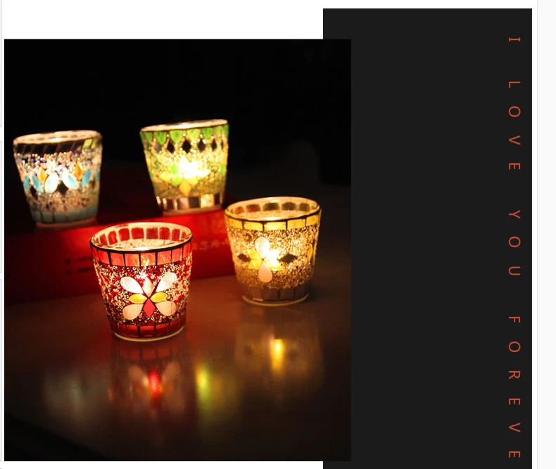 Mosaic glass candle holder