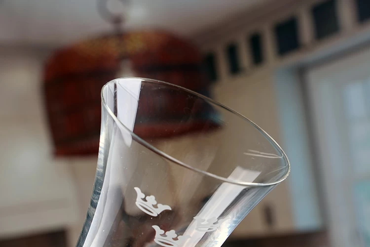 crystal wine glass with logo