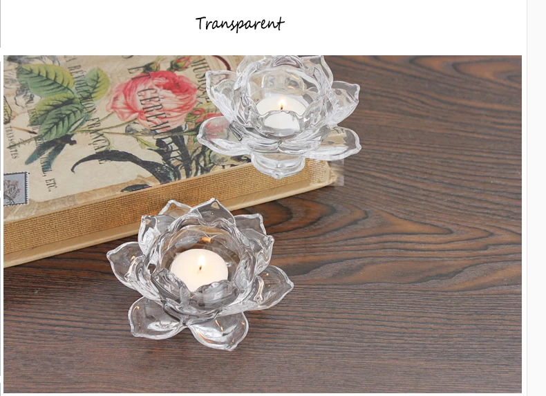 Transparent crystal lotus candle holder