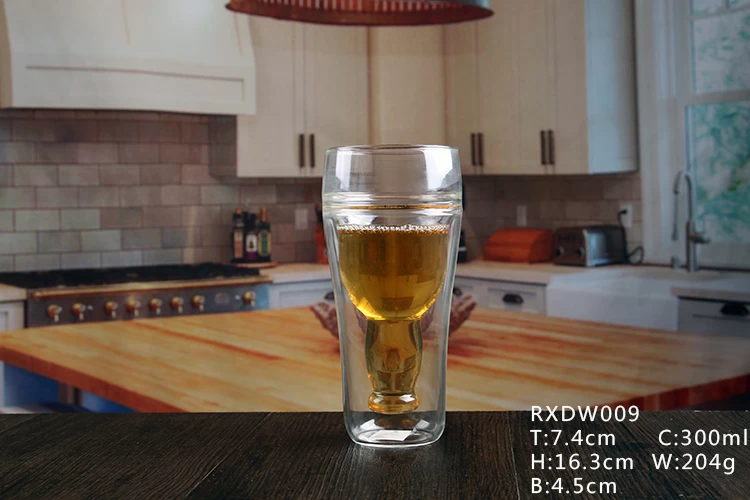 Beer bottle shaped double wall cup