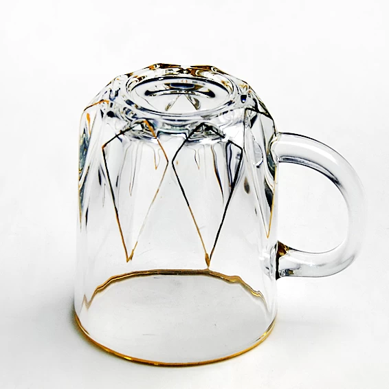 New product gold rimmed glass coffee cup clear glass mugs tall coffee mugs manufacturer