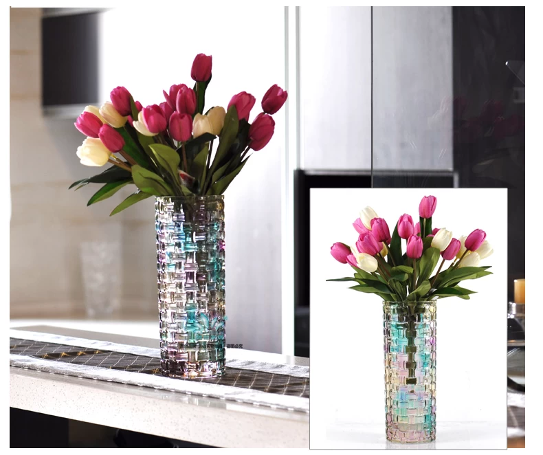 Continental color straight electroplated glass vase wholesale