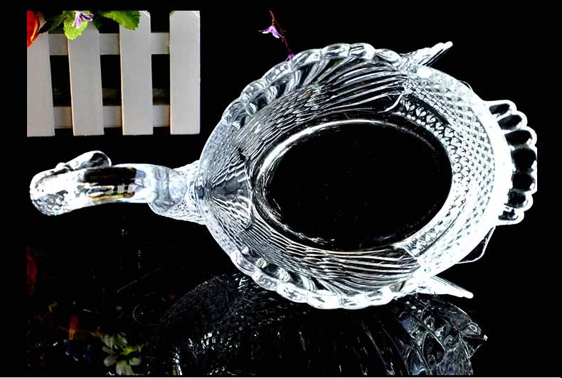  Swan crystal glass fruit bucket beautiful glass fruit containers wholesale