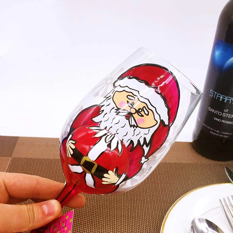 hand painted christmas wine glasses