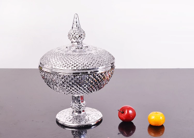silver electroplating glass candy bowl