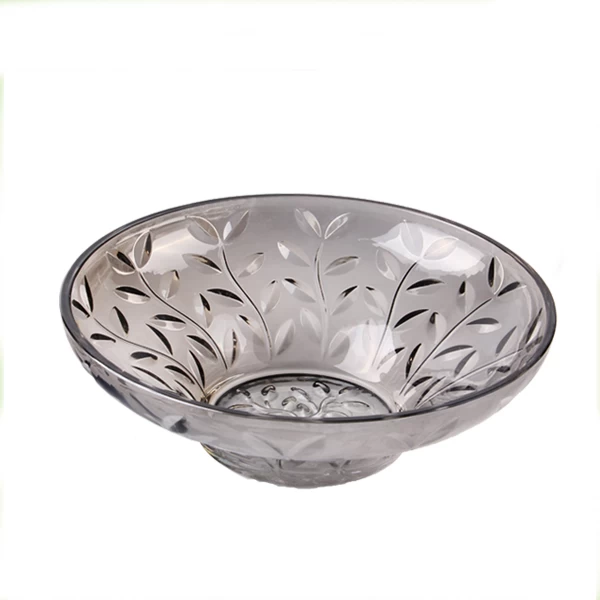 Gray glass fruit bowl