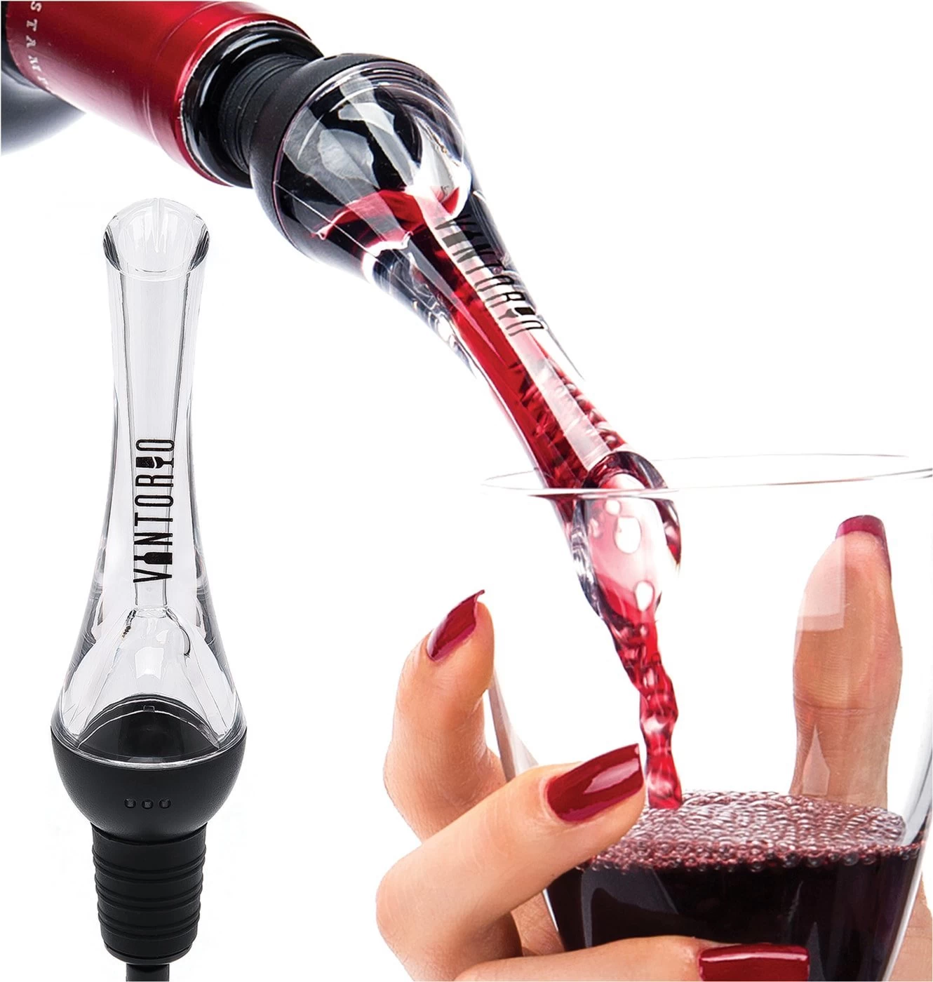 Wine Aerator Premium Aerating And Decanter Spout Black
