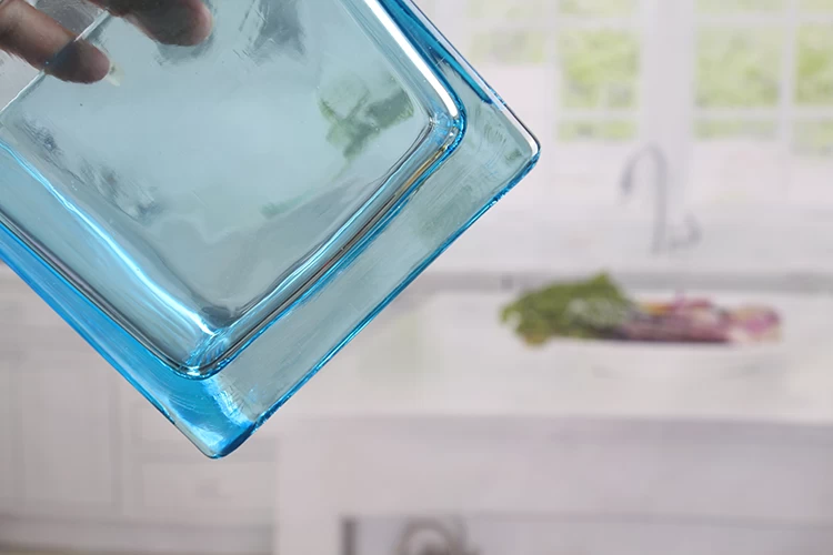 Blue Square Glass Candle Holders