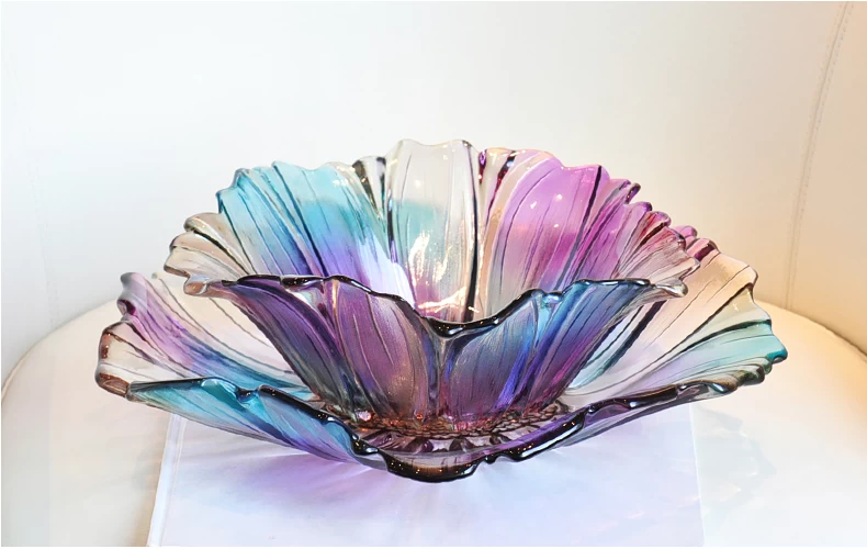 High quality colorful crystal glass fruit bowl