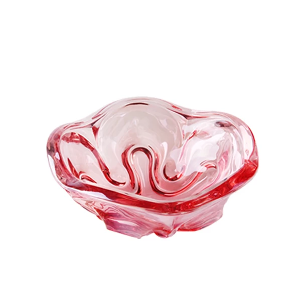 Red Glass Fruit Plate Set