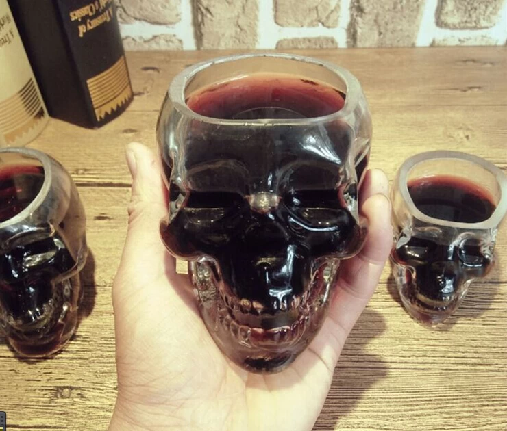 Glass skull cup