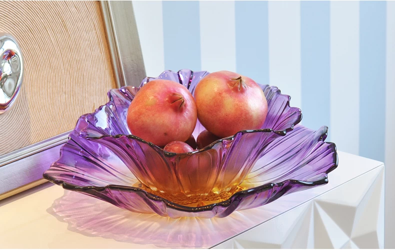 High quality colorful crystal glass fruit bowl