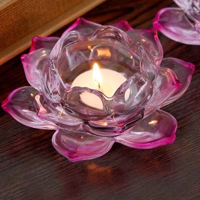 pink crystal lotus candle holder 