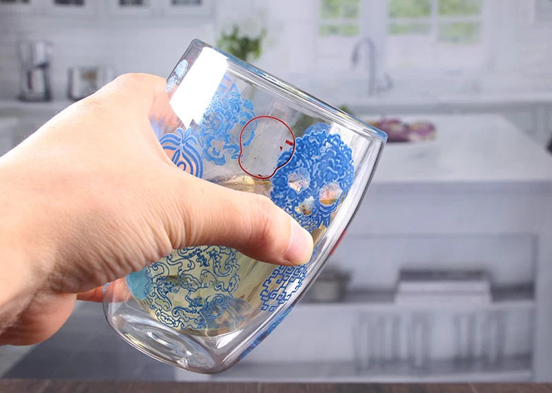 Double Wall Decaled Glass Cups