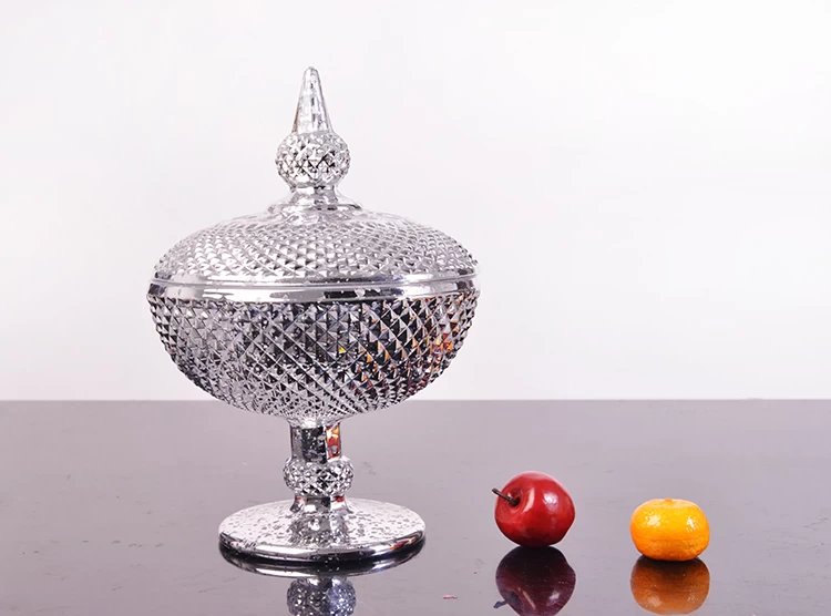 silver electroplating glass candy bowl