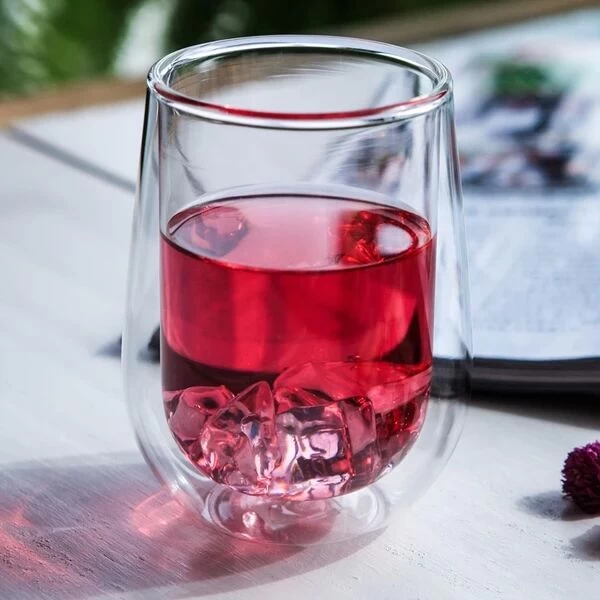 Double walled wine glass