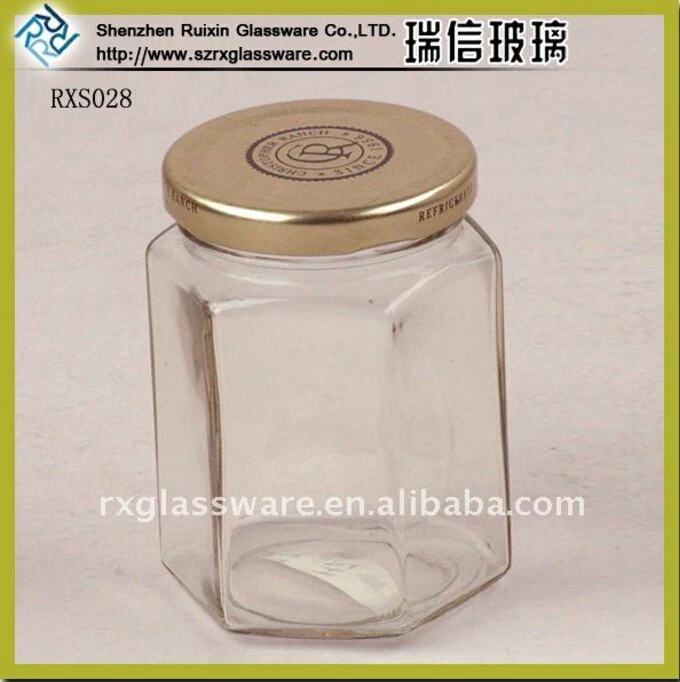 hexagonal glass jar
