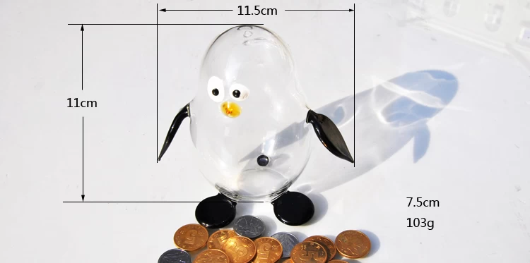 Creative new arrival penguin borosilicate glass coin box glass storage jars preserving jars wholesaler