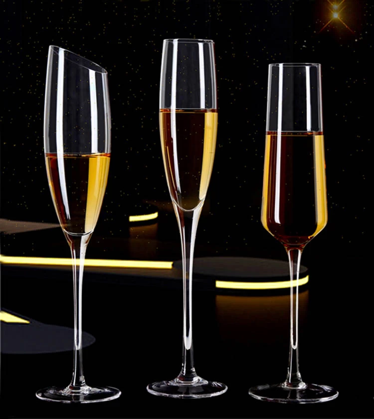 Hand blown crystal champagne flutes