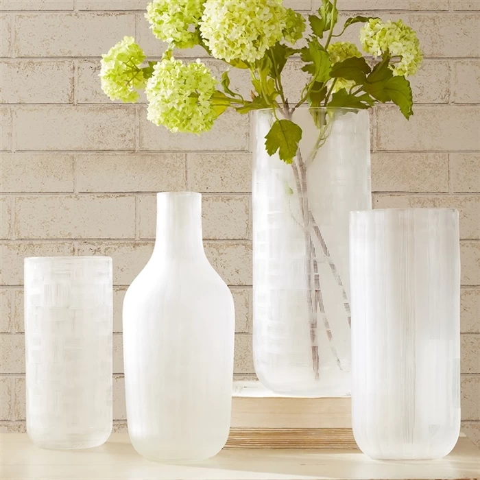 white glass vases