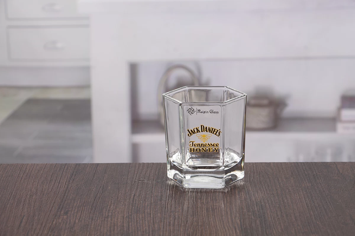 Hexagon Decal Whiskey Glasses