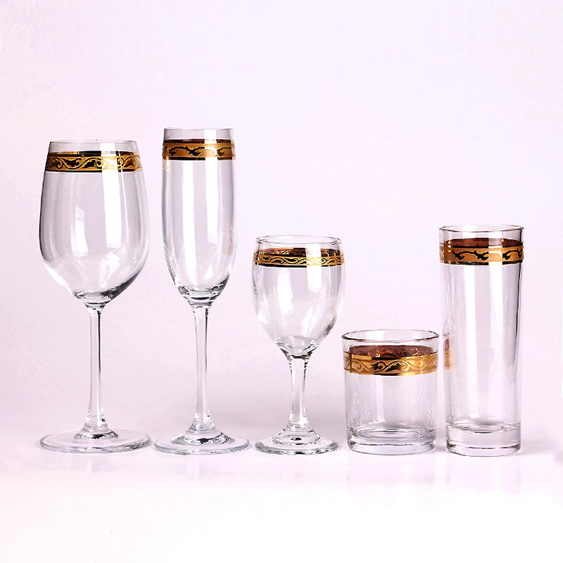 04 مجموعة نظارات النبيذ الذهبية