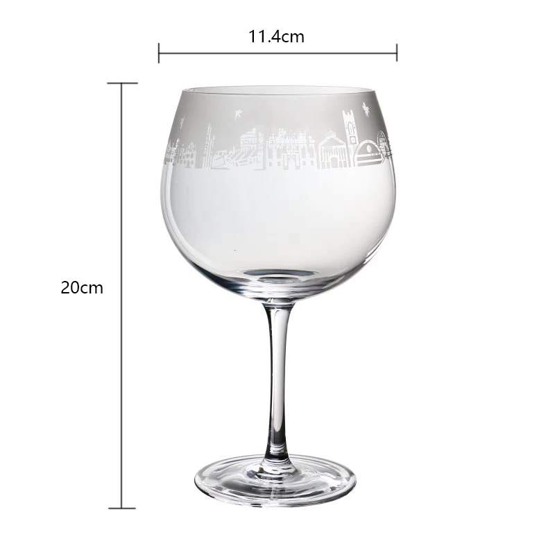 700ml customized etched large red wine Copa de Balon Tall G&T glasses for Gin Tonic Cocktail