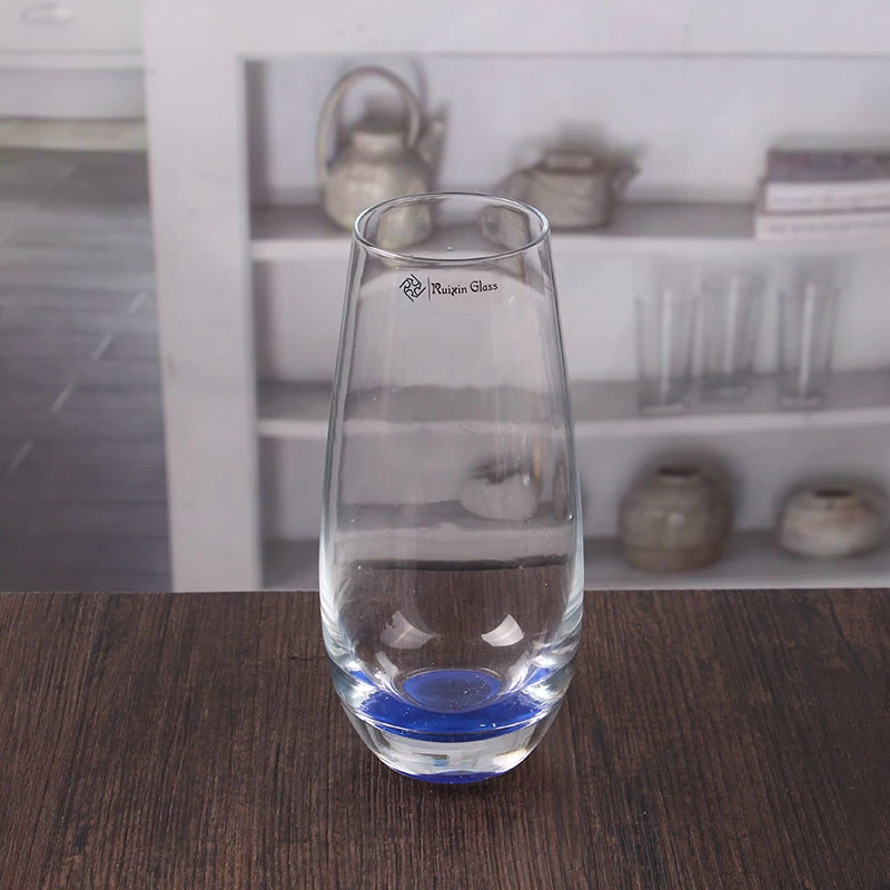 8 oz drinking water glass blue bottom glass tumbler wholesale