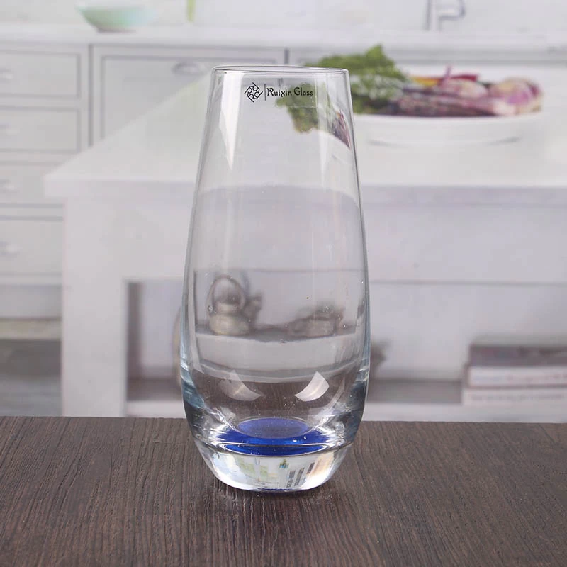 8 oz drinking water glass blue bottom glass tumbler wholesale