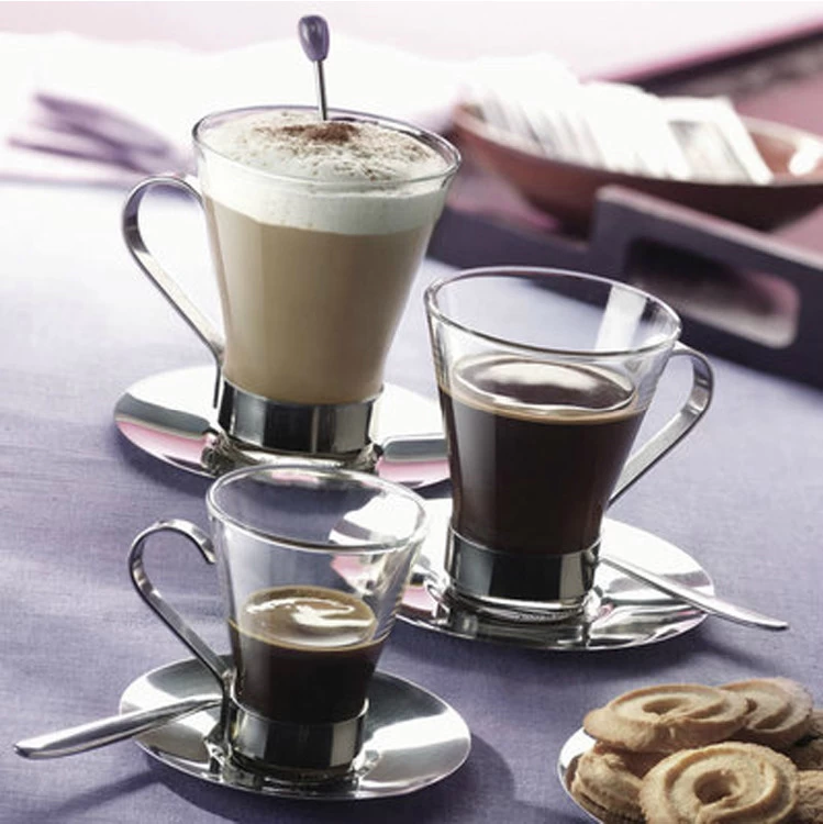 القهوة القدح مع مقبض، وأكواب القهوة واضحة، كوب صغير المورد فناجين القهوة