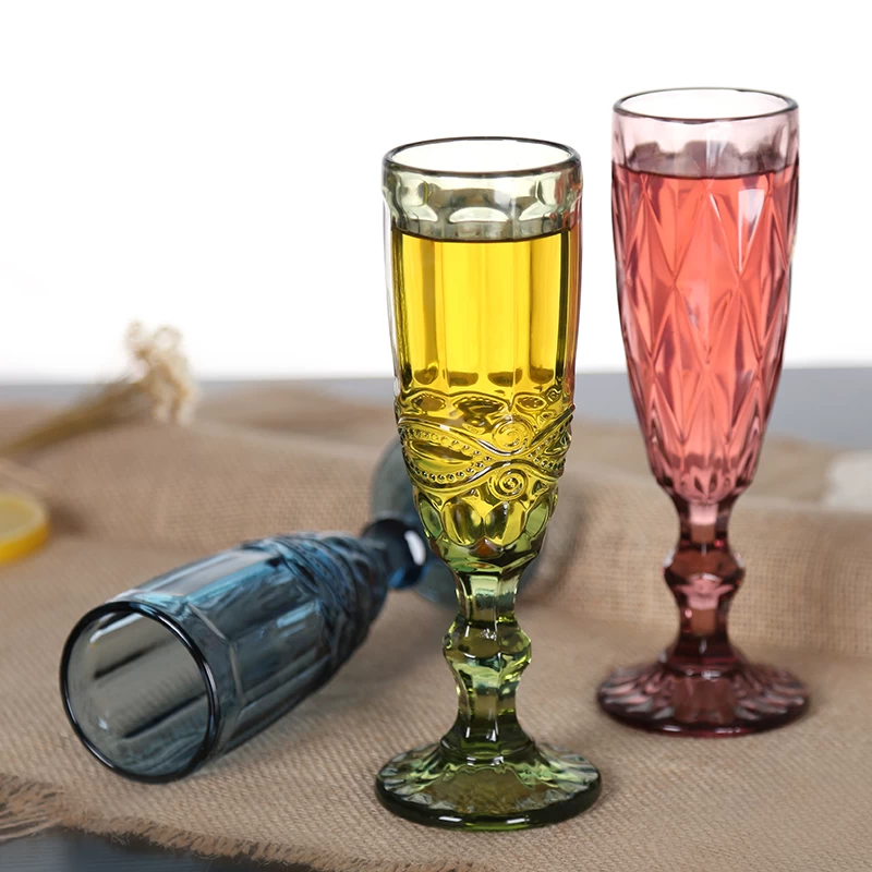 ملونة المزامير الزجاج الشمبانيا المورد المزامير شرب نخب فريدة الطراز القديم كؤوس الشمبانيا بالجملة