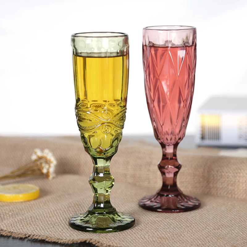 ملونة المزامير الزجاج الشمبانيا المورد المزامير شرب نخب فريدة الطراز القديم كؤوس الشمبانيا بالجملة