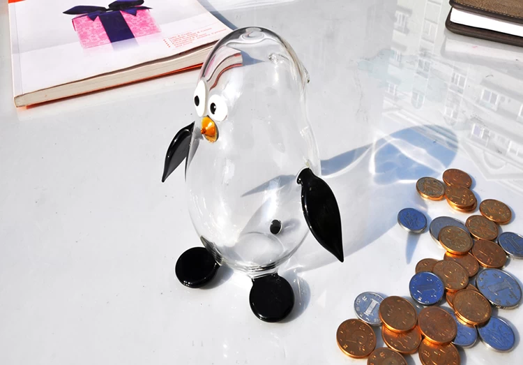 الإبداعية جرار التخزين وصوله البطريق البورسليكات الزجاج عملة صندوق زجاجي الجديدة الحفاظ على الجرار تاجر الجملة