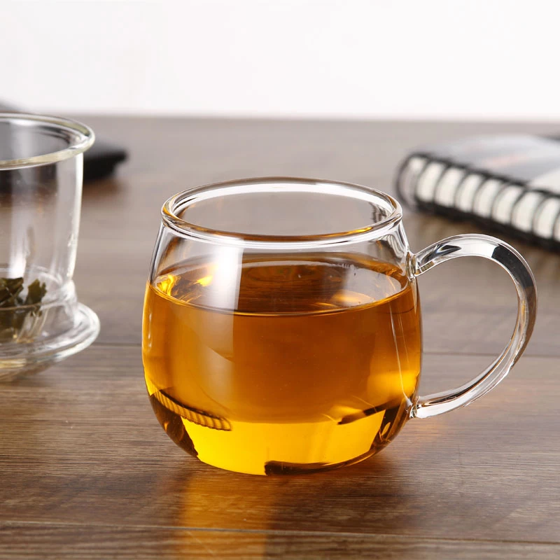 Personalized creative small tea glass tea cup and saucer,glass tea mugs manufacturer