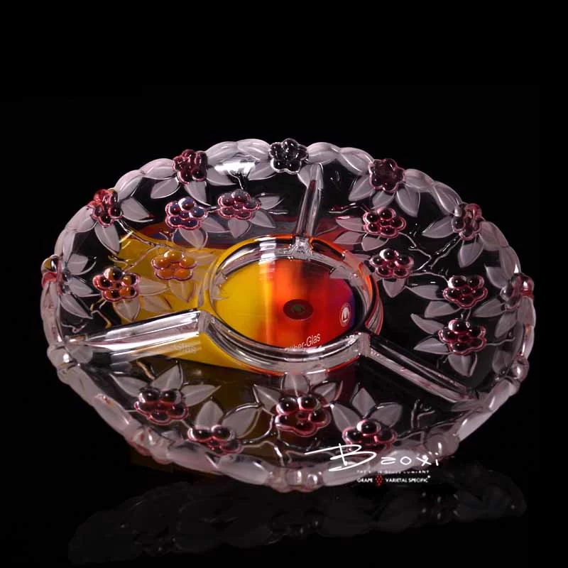 Print flower glass fruit bowl home transparent glass fruit bucket supplier