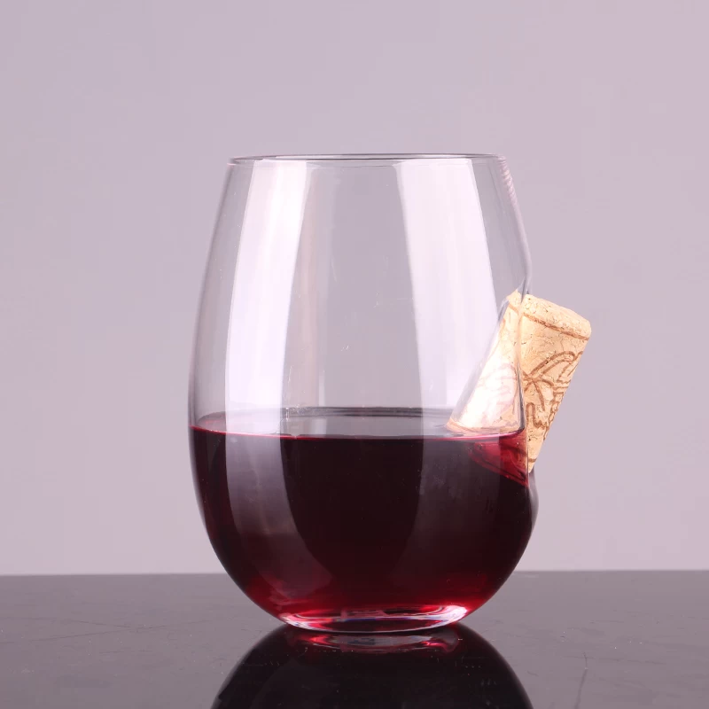 Wholesale Cork Embed Egg Shape Stemless Wine Glass