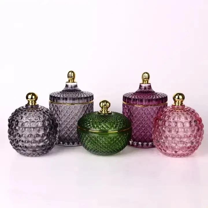 Chine En gros de bonbons vides Gol Natural parfumés en verre de luxe de 10 oz Jar de bougie avec couvercle fabricant