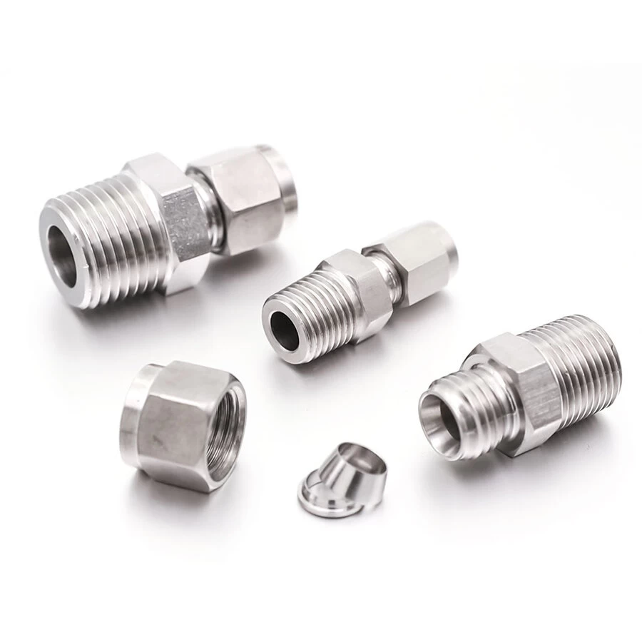 China 15 Stainless Steel Double Ferrules Inch Tube 12 to NPT 12 Male Connector fabricante