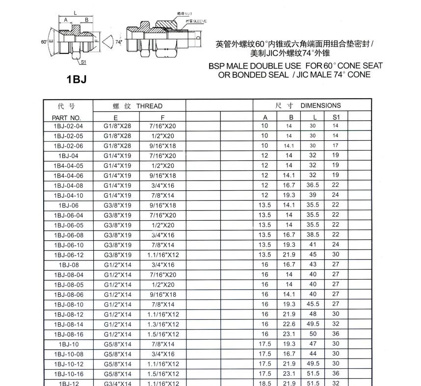 China 1BJ tube fittings manufacturer