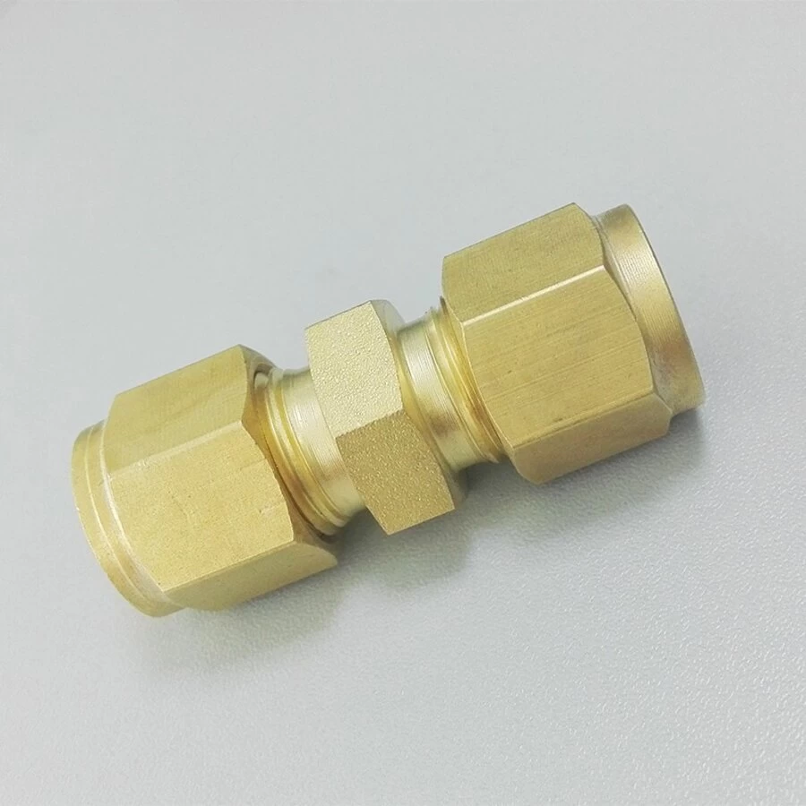 porcelana 22 Wholesale Double Ferrule Connector Brass Compression Union Fitting For Gas fabricante