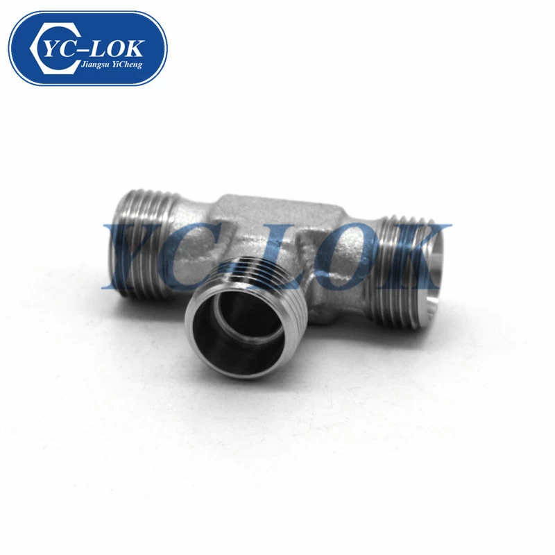 China Carbon Steel Metric Male Hydraulic Tee Adapter AC AD manufacturer