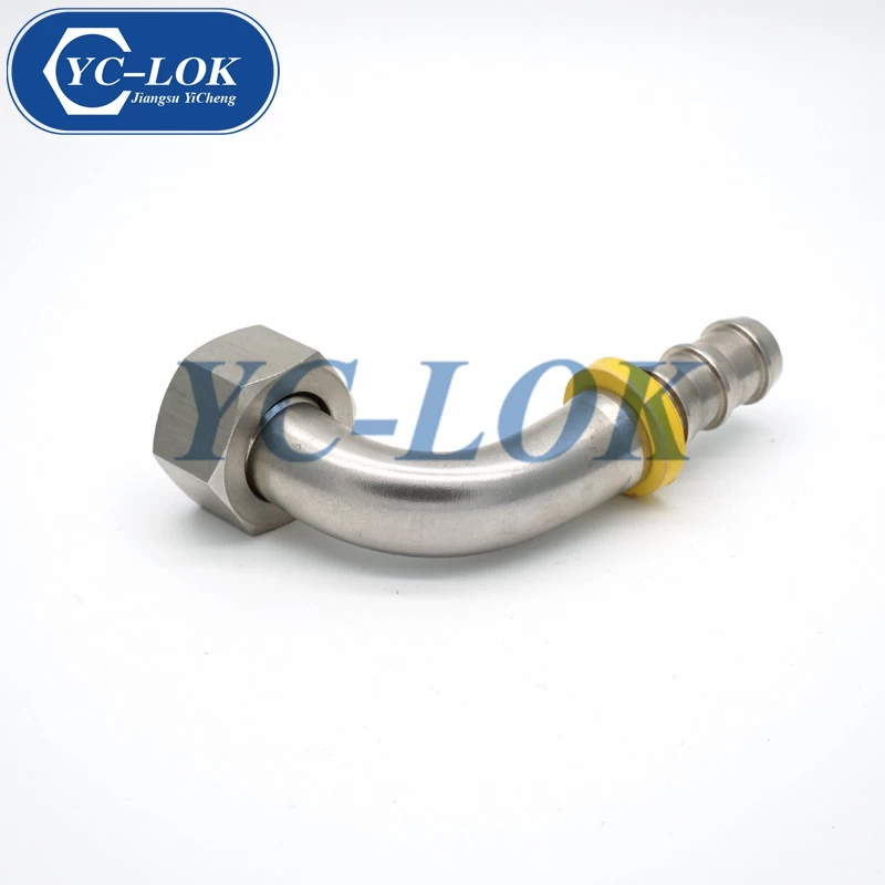 China Chinese manufacturer 90 degrees BSP female multiseal swaged hose fittings manufacturer