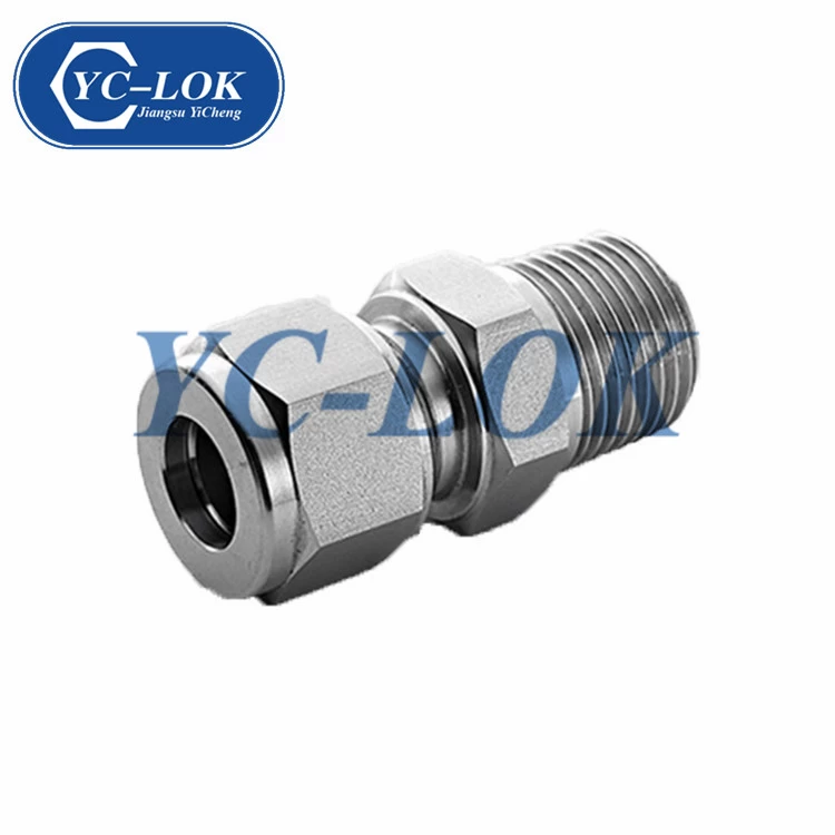 China Compression 1/4 OD NPT Straight Male Connector Stainless Steel Tube Fittings manufacturer