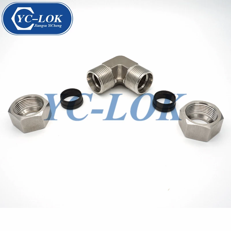 China Double ferrule stainless steel 304 Metric elbow hydraulic fittings manufacturer