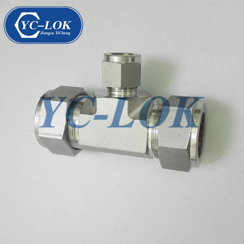 China OD 1/2 Double Ferrule Press Fitting Stainless Steel Reducing Tee manufacturer