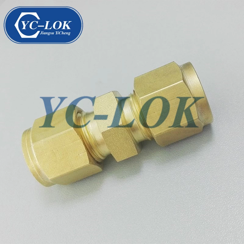 China Wholesale Double Ferrule Connector Brass Compression Union Fitting For Gas manufacturer