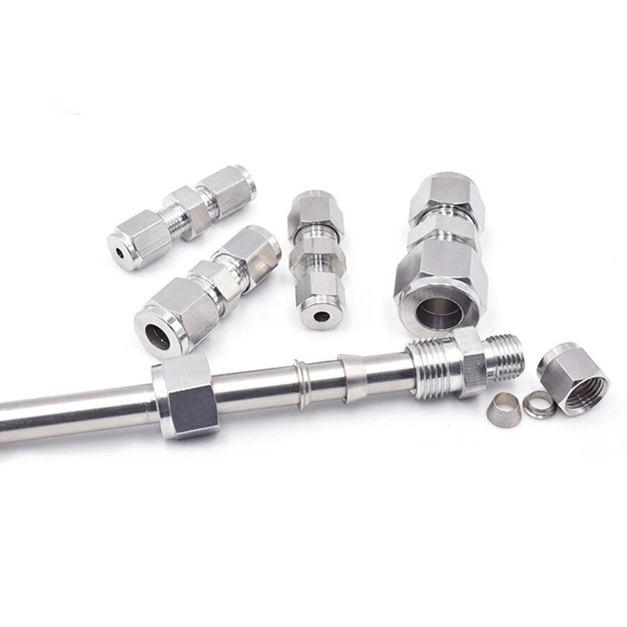 YC-LOK SS304 Stainless Steel Union Double Ferrule Hydraulic Fittings for instrument gauges