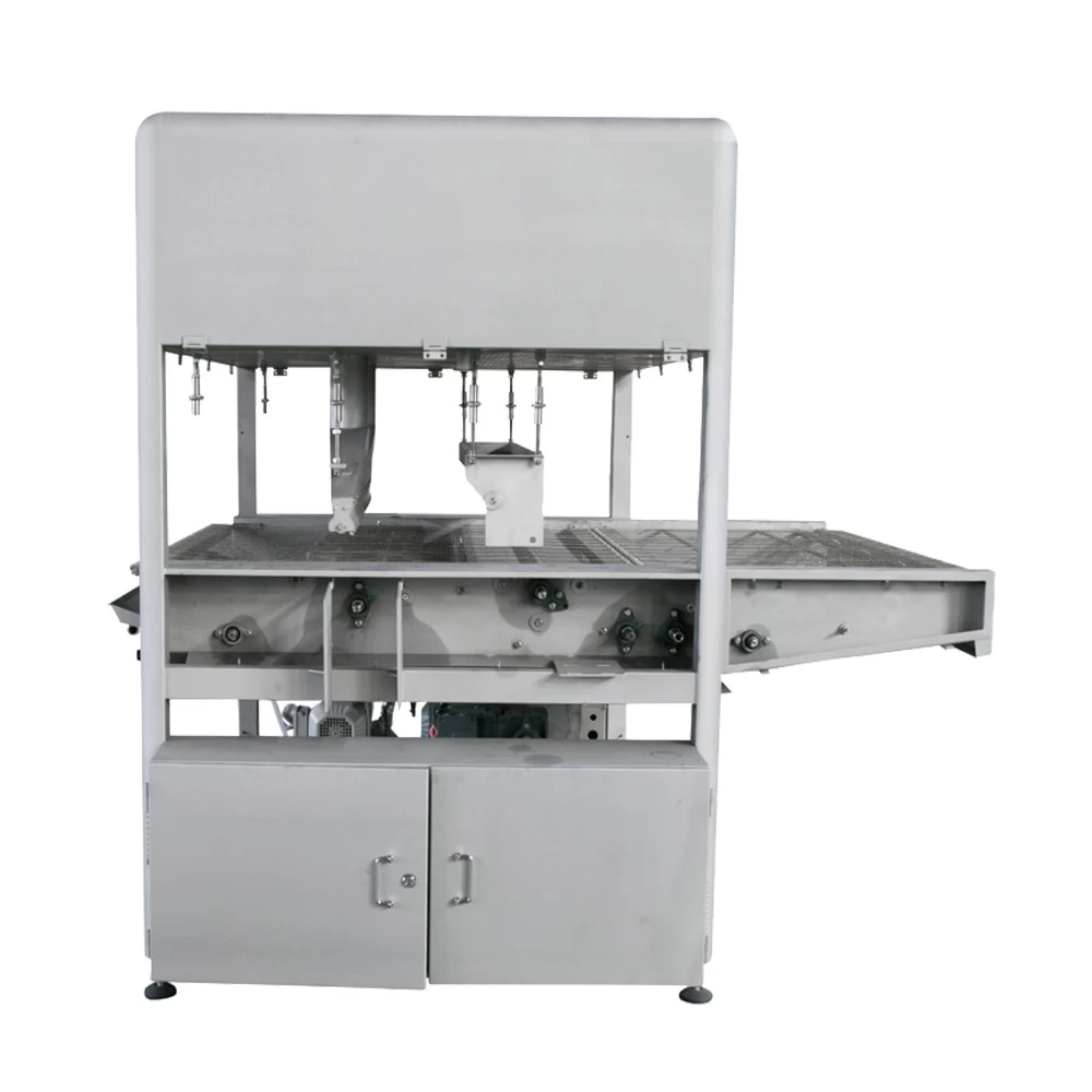 China Automatic small chocolate enrobing chocolate covering mini chocolate coating machine with cooling tunnel manufacturer