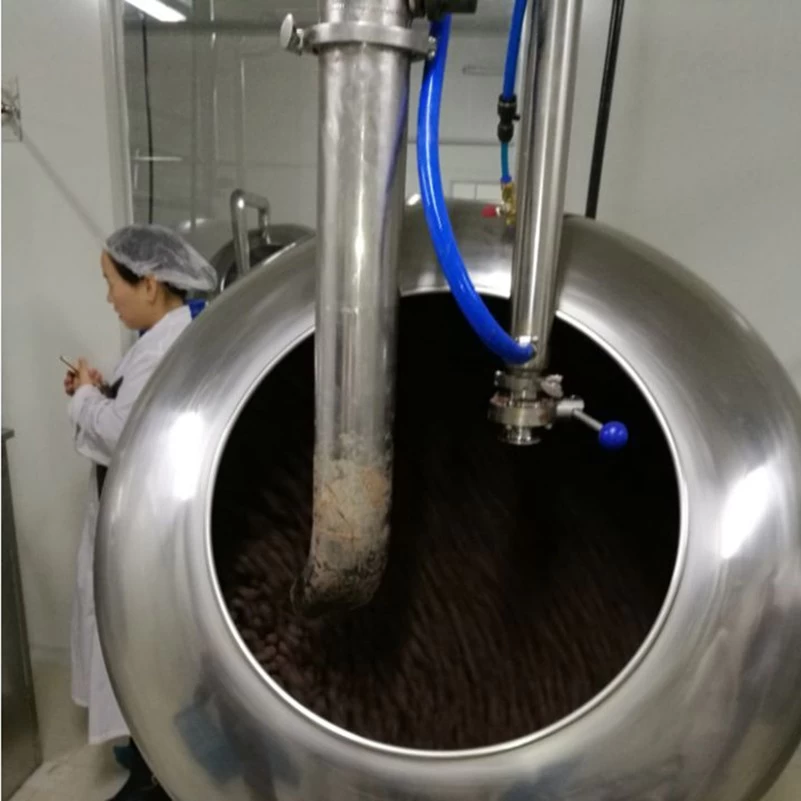 China chocolate coating polishing pan machine, chocolate polishing coating machinery manufacturer