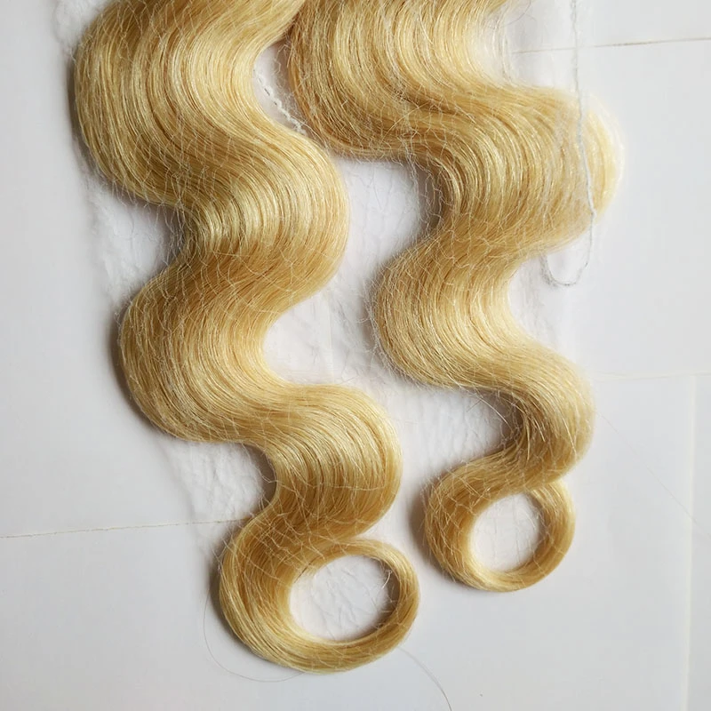 Blonde Haare 613 Top-Farbqualität 60 reine remy Menschenhaarverlängerung blauen Klebebandhaar